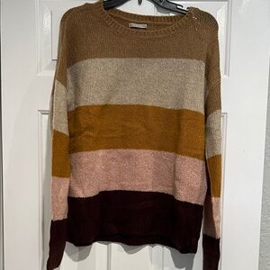 Active USA Brown and Pink Striped Sweater